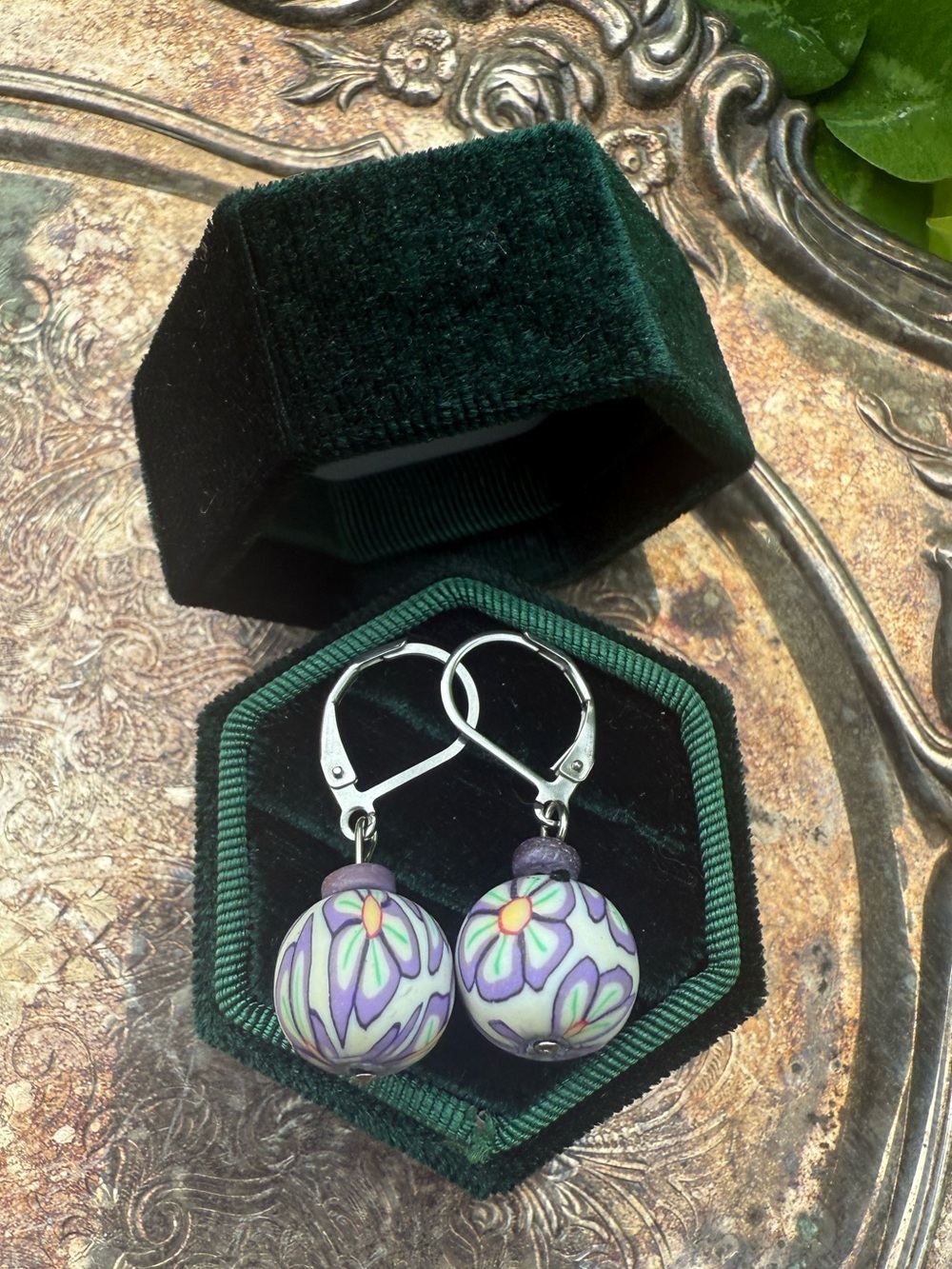 Handpainted flower earrings